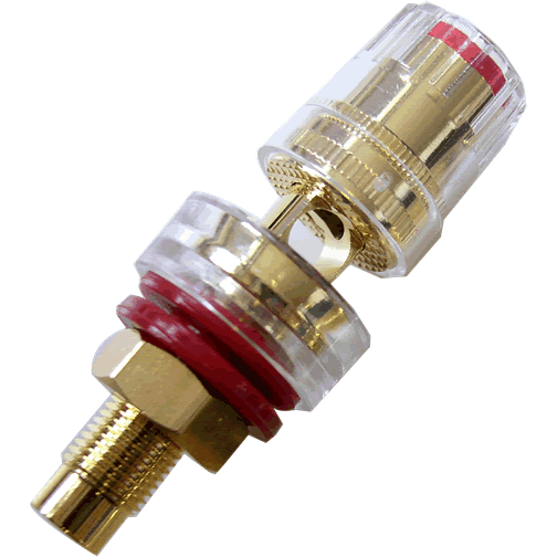 Bornier isol� plastique transparent plaqu� OR � souder V1 (Rouge)