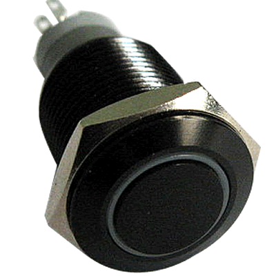 Pushbutton Aluminium Black anodised 250V 3A