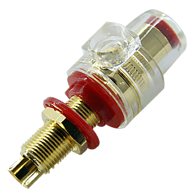 Bornier Isol� Plastique Transparent Plaqu� Or � Souder V2 (Rouge)