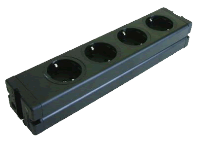 Power socket DIY Aluminium 4 Schuko plugs