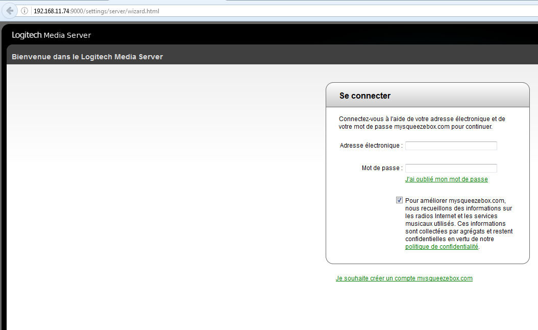 Compte Mysqueezebox