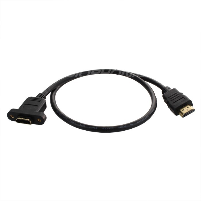 Panel mount HDMI male to HDMI female 1.4 + Ethernet 30cm