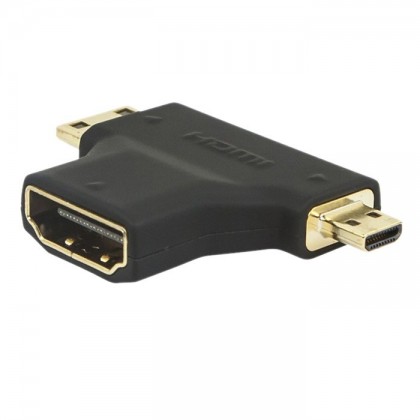 Adaptateur HDMI femelle type A vers HDMI mâle type C / type D plaqué Or