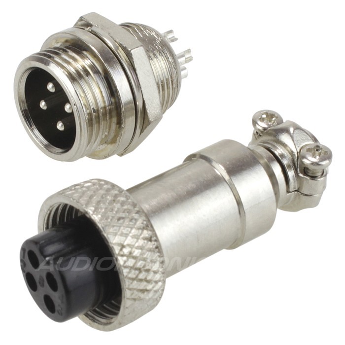 GX12 connector 4 poles 300V 5A Ø5mm