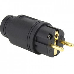 ELECAUDIO RS-34GB Schuko Type E/F Power Connector 24k Gold / SIlver Plated Ø16.5mm Black