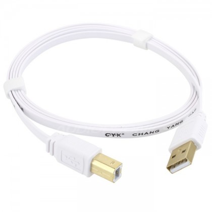 CYK Câble plat USB A - USB B 2.0 plaqué Or 24K 1.5m