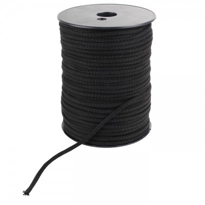 Gaine Coton naturel tricotée pour câble Dia. 2.5mm Noire