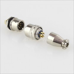 Snap-fit XS10 plug 5 pin Gold plated 250V 3A Ø 5mm