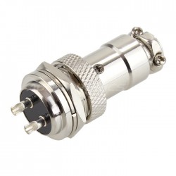 Snap-fit GX16 plug 2 pin Silver plated 300V 5A Ø 7mm