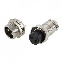 Snap-fit GX16 plug 2 pin Silver plated 300V 5A Ø 7mm