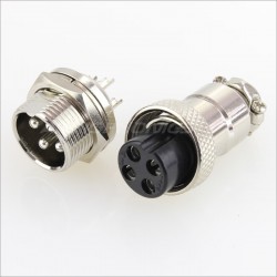 Snap-fit GX16 plug 4 pin Silver plated 300V 5A Ø 7mm