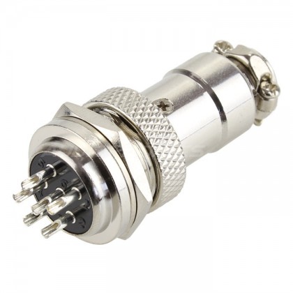 Connecteur aviation GX16 verouillable 6 pôles plaqué Argent 300V 5A Ø 7mm