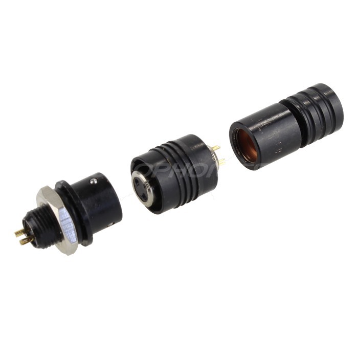 Snap-fit XS6 G plug Gold plated 2 pin 250V 3A Black Ø4mm