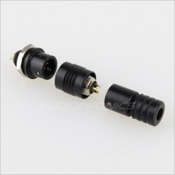 Connecteur aviation XS6 G verouillable 3 pôles plaqué Or 250V 3A Noir Ø 4mm