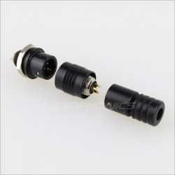 Snap-fit XS6 G plug Gold plated 3 pin 250V 3A Black Ø 4mm