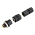 Snap-fit XS6 G plug Gold plated 5 pin 250V 3A Black Ø4mm