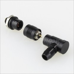 Snap-fit XS6 Angled plug Gold plated 2 pin 250V 3A Black Ø 4mm