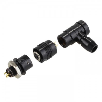 Snap-fit XS6 Angled plug Gold plated 3 pin 250V 3A Black Ø 4mm