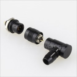 Connecteur aviation XS6 G 90° verouillable 3 pôles plaqué Or 250V 3A Noir Ø 4mm