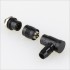 Snap-fit XS6 Angled plug Gold plated 3 pin 250V 3A Black Ø4mm