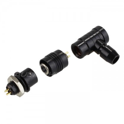 Connecteur aviation XS6 G 90° verouillable 4 pôles plaqué Or 250V 3A Noir Ø 4mm