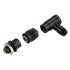 Snap-fit XS6 Angled plug Gold plated 4 pin 250V 3A Black Ø4mm