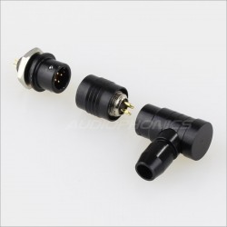 Connecteur aviation XS6 G 90° verouillable 4 pôles plaqué Or 250V 3A Noir Ø 4mm