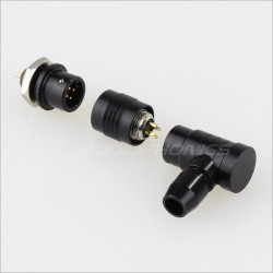 Snap-fit XS6 Angled plug Gold plated 4 pin 250V 3A Black Ø 4mm