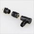 Snap-fit XS6 Angled plug Gold plated 4 pin 250V 3A Black Ø4mm