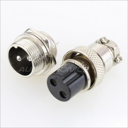 Snap-fit GX16 plug 2 pin 300V 5A Ø 7mm