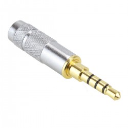 Connecteur Jack 3.5mm mâle TRRS stéréo 4 pôles Plaqué Or Ø6mm (Unité)