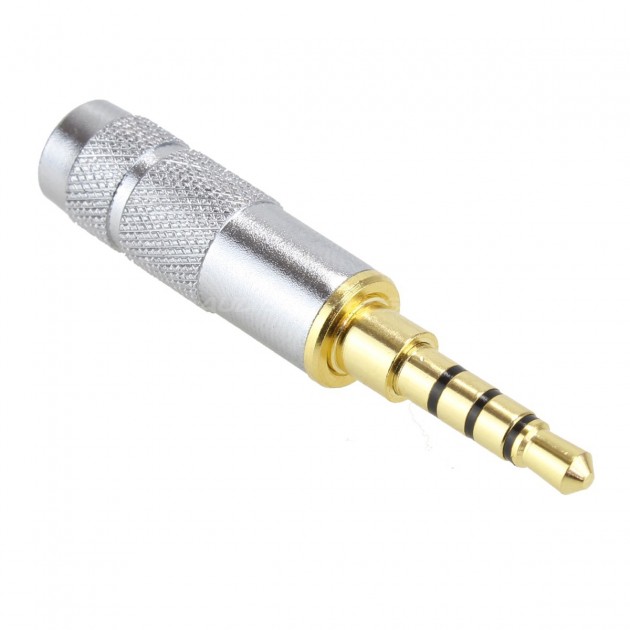 Connecteur Jack 3.5mm mâle TRRS stéréo 4 pôles Plaqué Or Ø6mm