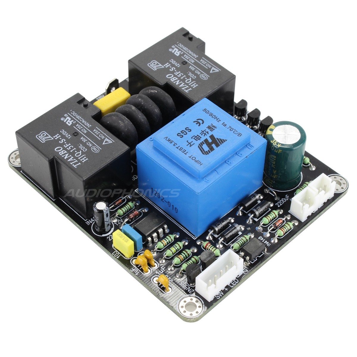 Power on and delay softstart board and protection for amplifier