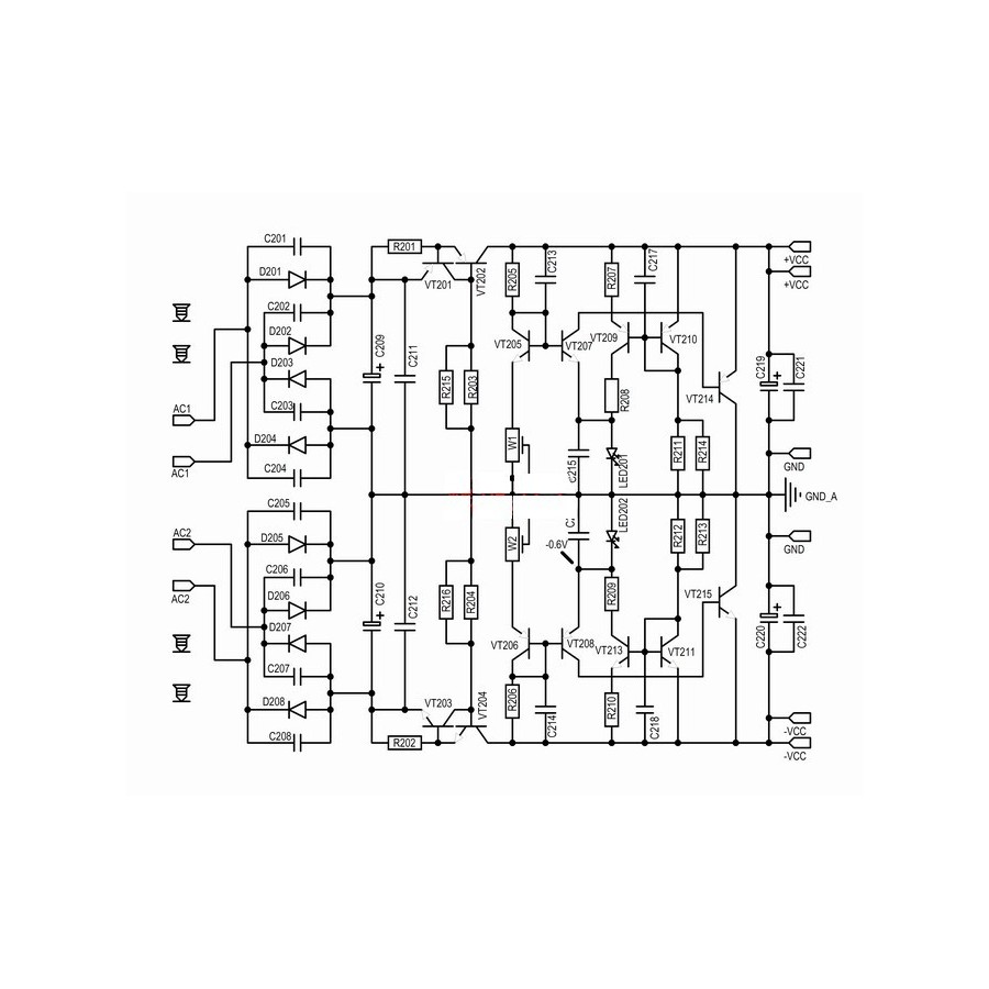 Dual Power Supply board for Amplifier 4x4700µF 100V Audiophonics