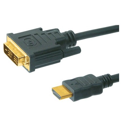 Câble avec connecteurs plaqués Or + ferrites DVI-HDMI 2m