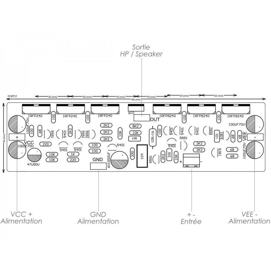 LJ L15 MOSFET Amplifier boards 150W 8 ohm Mono (Pair) Audiophonics