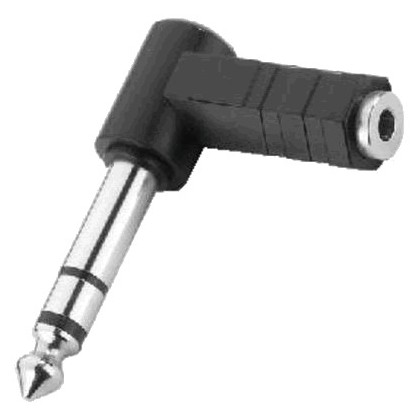 Adaptateur coudé mâle jack 6.35 vers femelle jack 3.5 stéréo