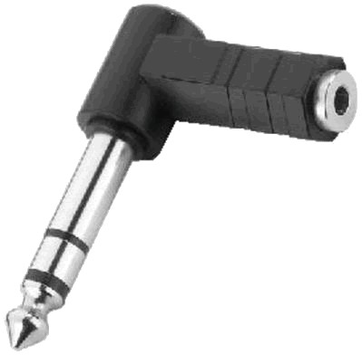 Adapter male angled jack 6.35mm to female jack 3.5mm stereo