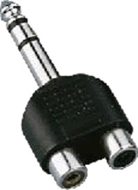 6.35 stereo male to 2 x RCA female plug adapter