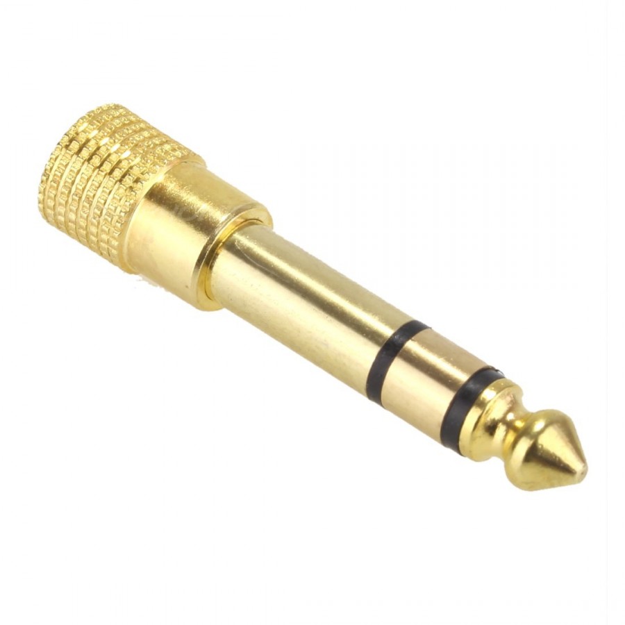 Adaptateur Jack 6.35 Mâle vers Jack 3.5mm Femelle Stéréo Plaqué Or Audiophonics