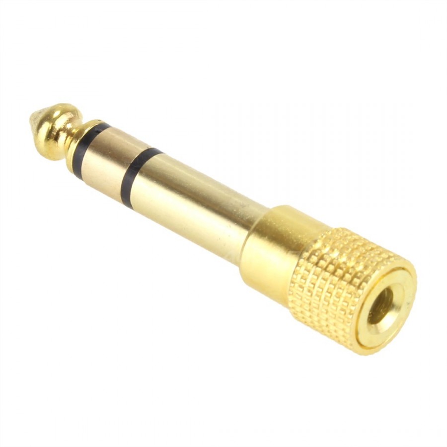 Adaptateur Jack 6.35 Mâle vers Jack 3.5mm Femelle Stéréo Plaqué Or Audiophonics