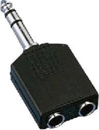 Adaptateur jack 6,35 mâle vers 2 x jack 6,35 femelle stéréo