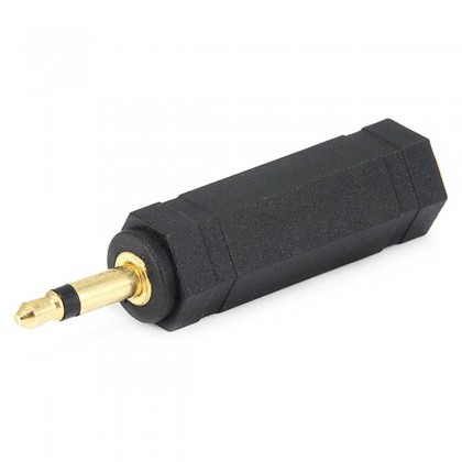 Gold plated adaptator Jack 3.5mm male mono to Jack 6.35mm female stereo