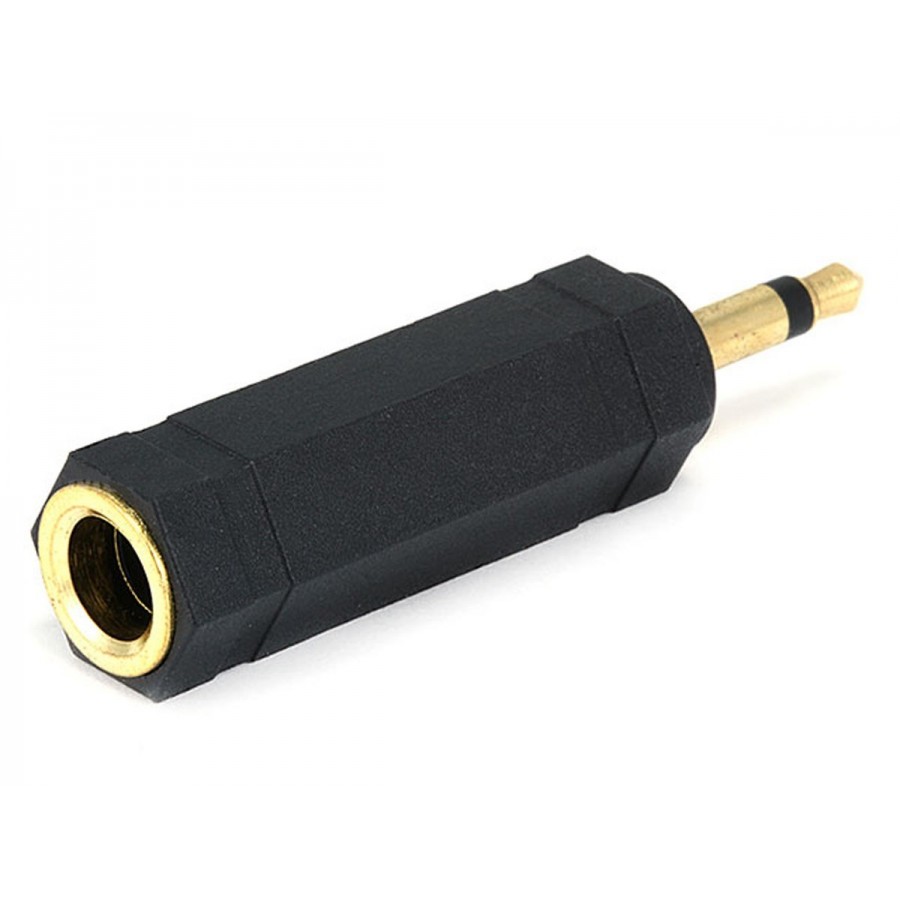Gold plated adaptor Jack 3.5mm male mono to Jack 6.35mm female stereo
