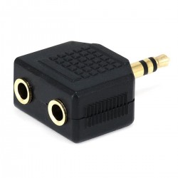 Adaptateur Jack 3.5mm mâle stéréo vers 2x Jack 3.5mm femelle stéréo plaqué Or