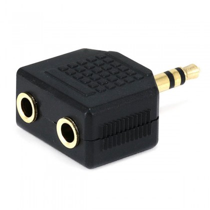 Adaptateur Jack 3.5mm mâle stéréo vers 2x Jack 6.35mm femelle stéréo plaqué Or