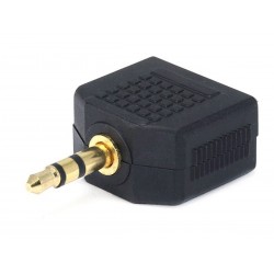 Adaptateur Jack 3.5mm mâle stéréo vers 2x Jack 6.35mm femelle stéréo plaqué Or