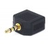 Gold plated splitter adaptor Jack 3.5mm male to 2x Jack 3.5mm female stereo