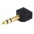 Gold plated splitter adaptor Jack 6.35mm male to 2x Jack 3.5mm female stereo