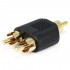 Adaptateur RCA mâle vers 2x RCA mâle plaqué Or